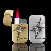 red torch lighter vintage personality creative embossed zinc alloy love rose gas inflatable metal windproof lighter cool lighter