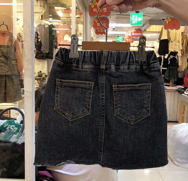 Детская джинсовая юбка модная Корейская принцессы с эластичным поясом для