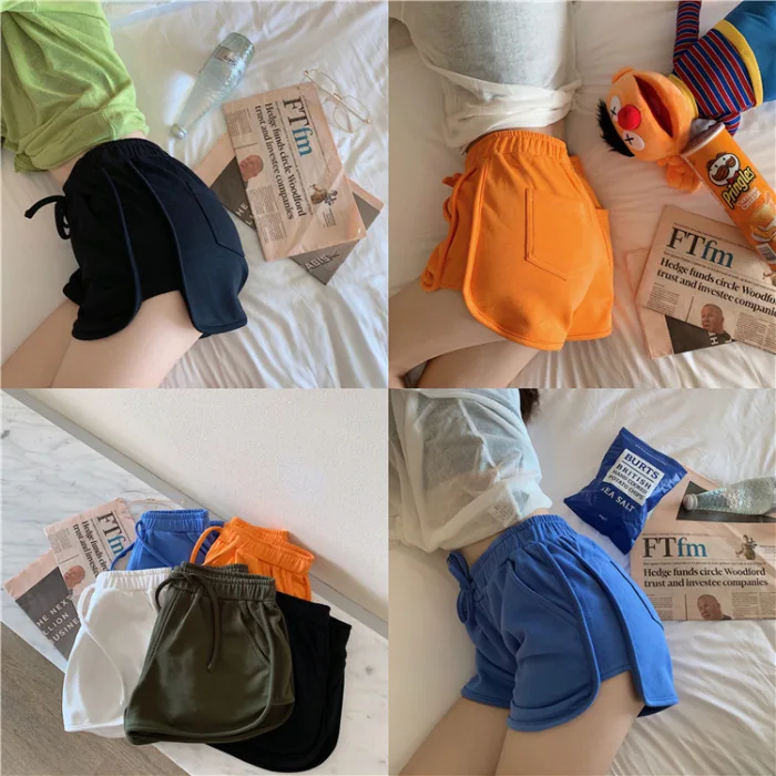 

Fashion Sexy Jogger biker Shorts Woman 2020 High Waist Black White orange Green Shorts Harajuku Beach Casual Women'S Clothing