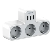 tessan wall socket eu plug power strip with 3 ac outlets 3 usb charging ports 5v 2 4a usb wall plug aadapter for office kichen