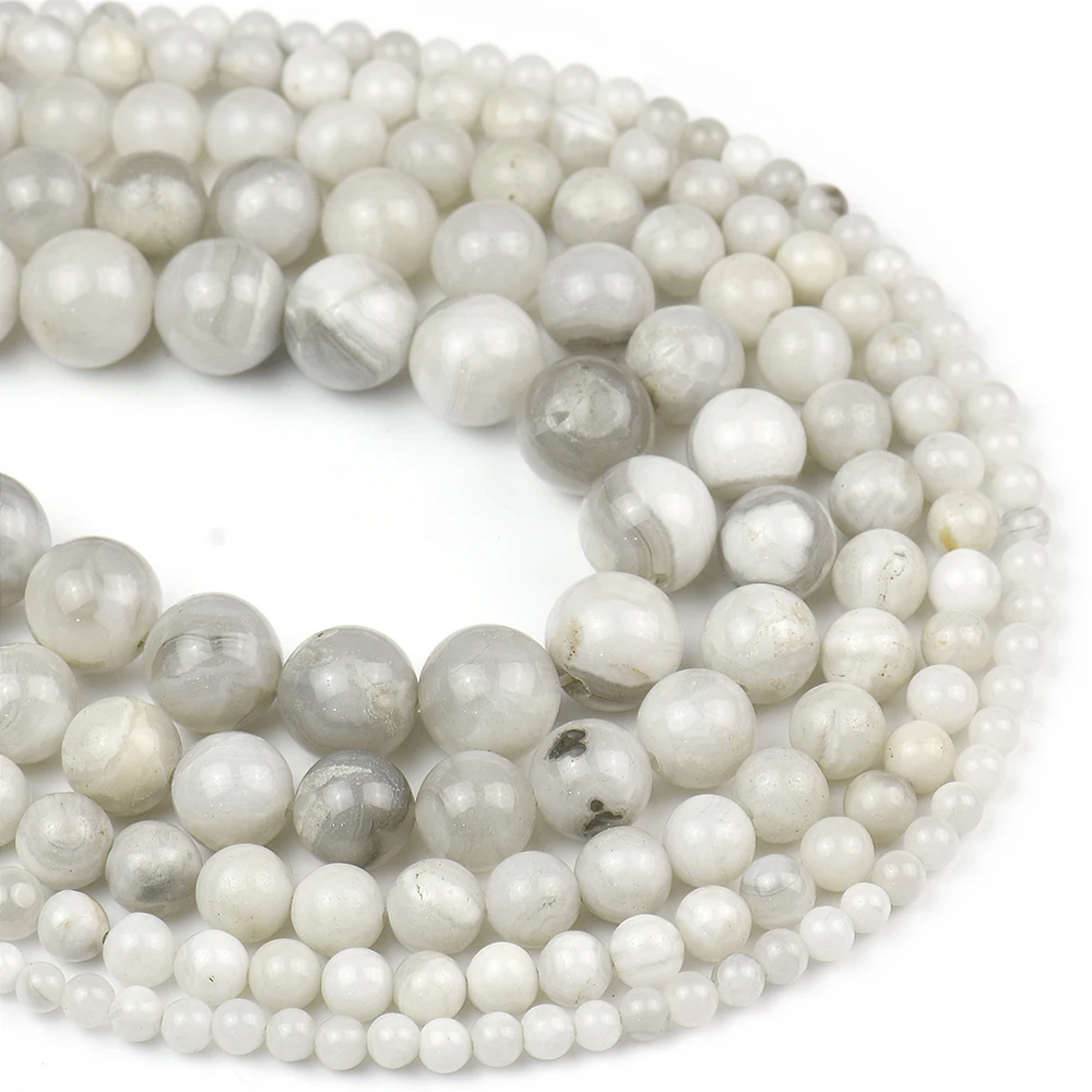 

Natural Stone White Crazy Agate Round Loose Spacer Beads For Jewelry Making DIY Earrings Bracelet Supplies Kit 4/6/8/10/12MM