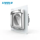 Электрическая розетка Livolo, панельная, из закаленного стекла, со средним штифтом, 16 А