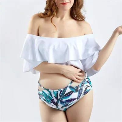 

Раздельный купальник для беременных женщин, с воротником-стойкой и листьями лотоса