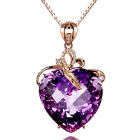 rong luxury heart shaped violet crystal pendant 18 k gold colored gems female a substituting natural amethyst necklace
