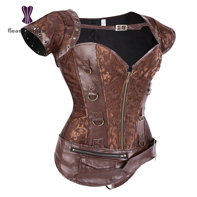 Женский корсет в стиле стимпанк готический со стальными костями и короткими