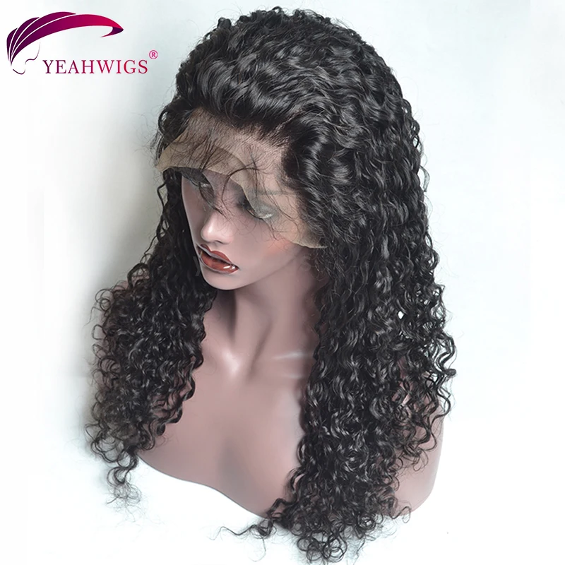 Yeahwigs 370 кудрявые человеческие волосы парик мягкий Джерри кудрявый парик фронта шнурка предварительно сорвал парик шнурка