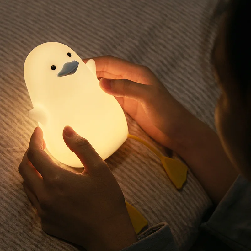 USB Rechargeable LED Night Light Penguin Silicone Touch Sensor Bedroom Bedside Lamp For Kids Baby Gifts  - buy with discount