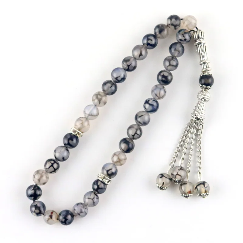 Новый агат натуральный камень 8 мм 33 бусины исламское мусульманское поклонение