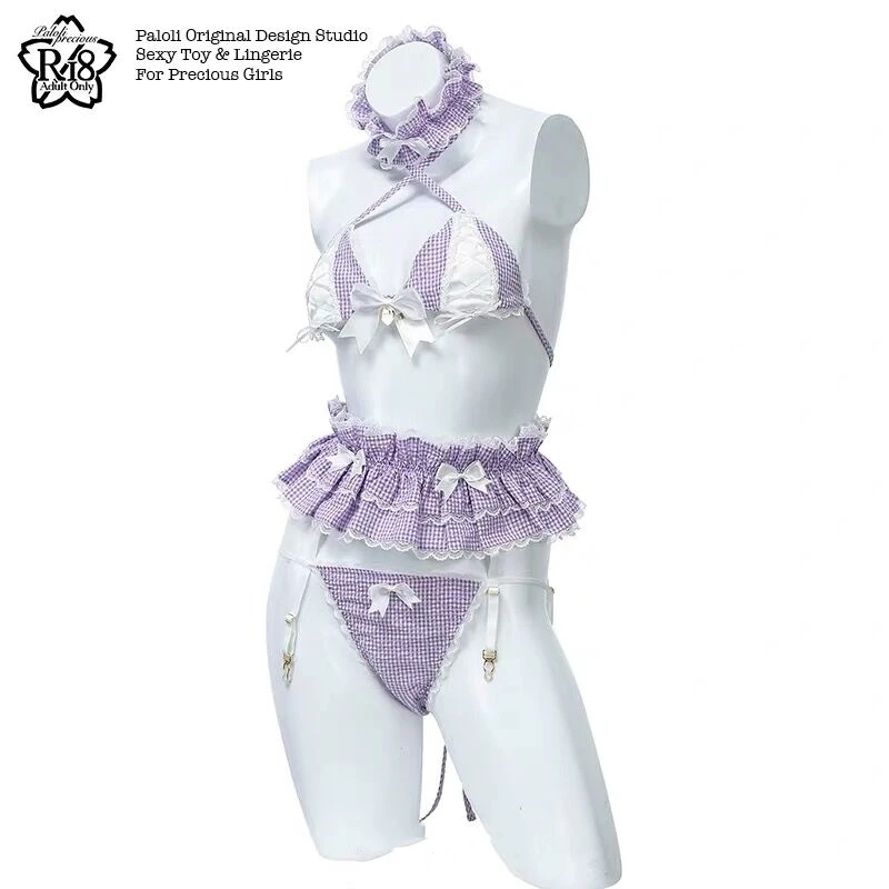Purple Женский сексуальный костюм Лолита Милая Униформа горничной Kawaii аниме бикини набор эротическое искушение нижнее белье костюм косплей - Цвет: Purple