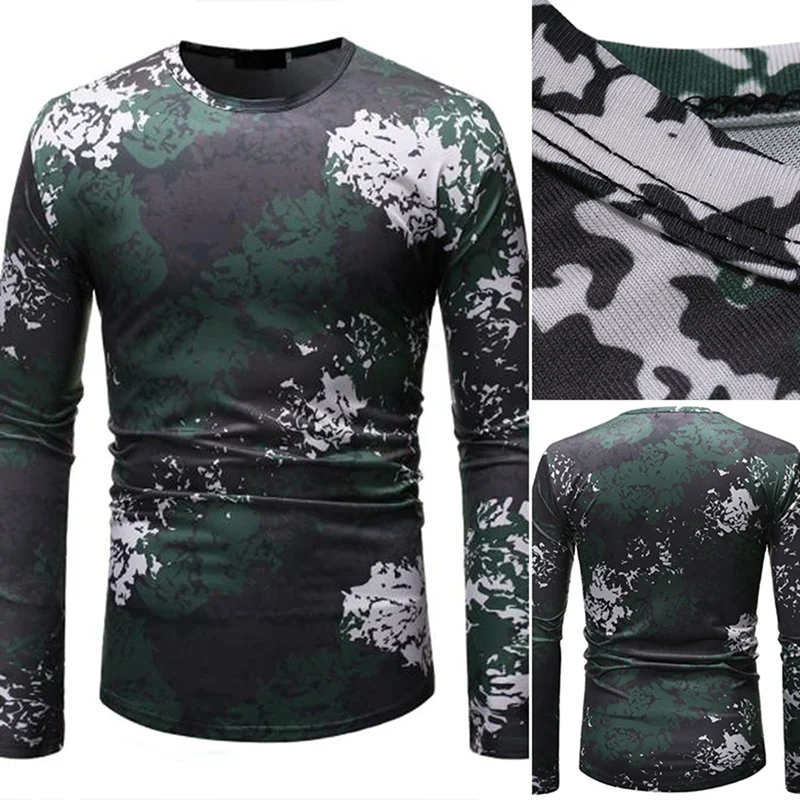 

Men's Camouflage Printed Tops Fashion Men's Casual Slim Camouflage Printed Long-Sleeved Tops