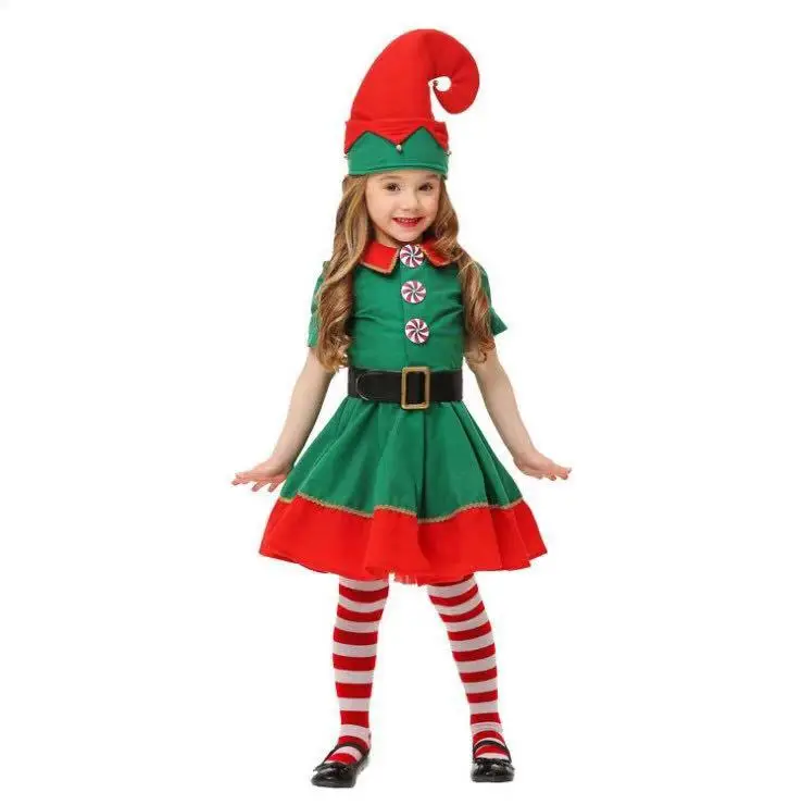 Halloween children's clothing Christmas elf suit boys and girls children Christmas green clothing