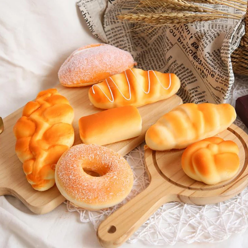 

1PC Cute Food Creative Simulation Bread Toast Donuts Slow Rising Squeeze Stress Relief Toys Spoof Tease People Desktop Decor