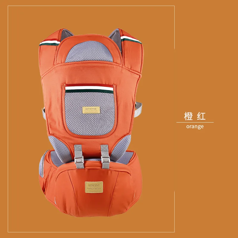 Orange Red Ainuo Mi многофункциональная детская переноска, дышащая ветрозащитная шапка, прежде чем удерживать Стиль сзади крест, детская Хипсит(пояс для ношения ребенка) с хранения - Цвет: Orange Red