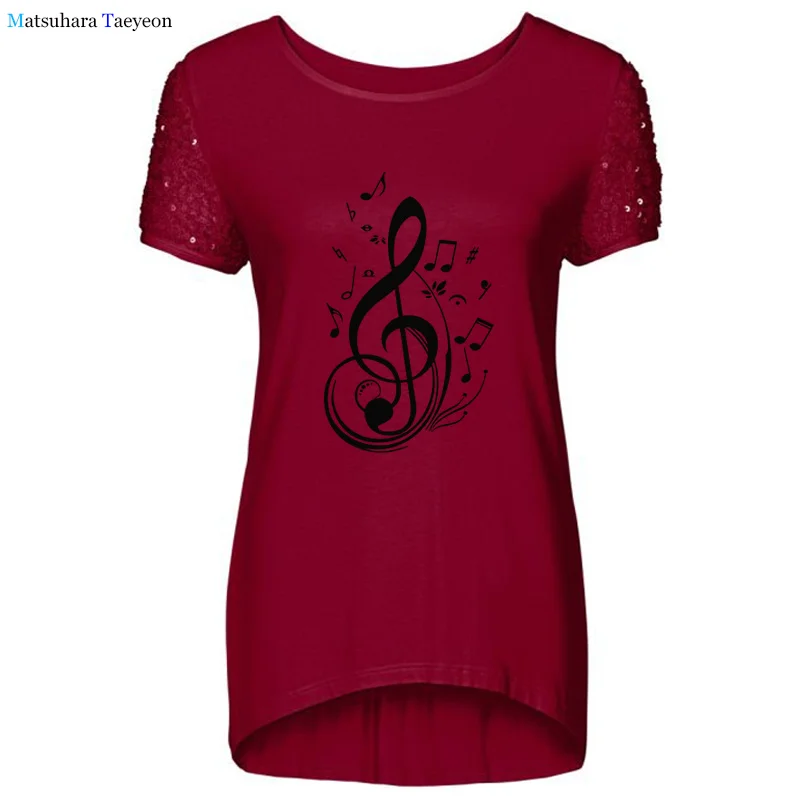 

Women Musical Note graphic t shirt fashion Summer woman clothes 2020 printed cotton tshirt Music tee tops korean