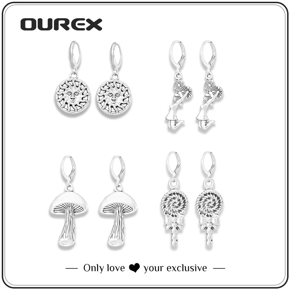

OUREX New fashion personality creative lollipop leaf girl earrings cute trend ladies earrings jewelry wholesale direct sales