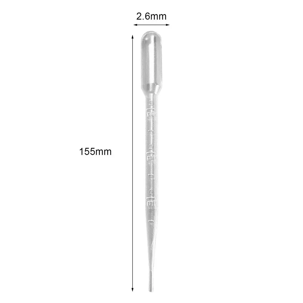 

100PCS 3ML Disposable Plastic Eye Dropper Transfer Graduated Pipettes Office Lab Experiment Supplies