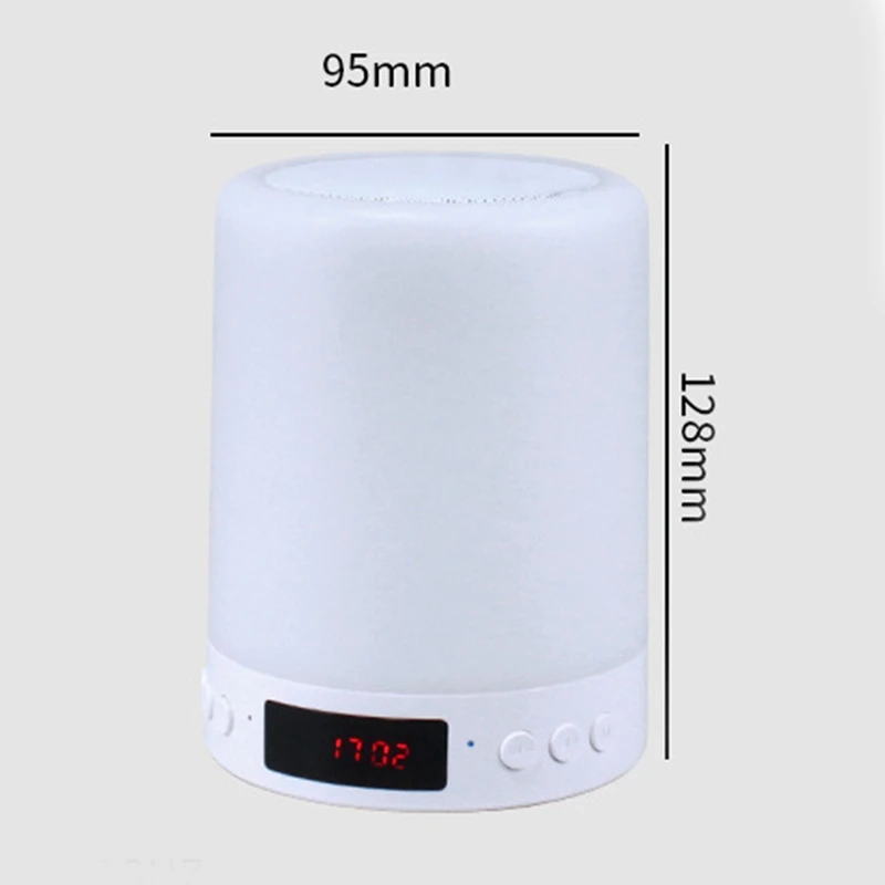 

Bluetooth Speaker Desk Lamp Press Color Light Clock Alarm Clock U Disk TF Card Broadcast Voice Bedroom Bedside Lamp