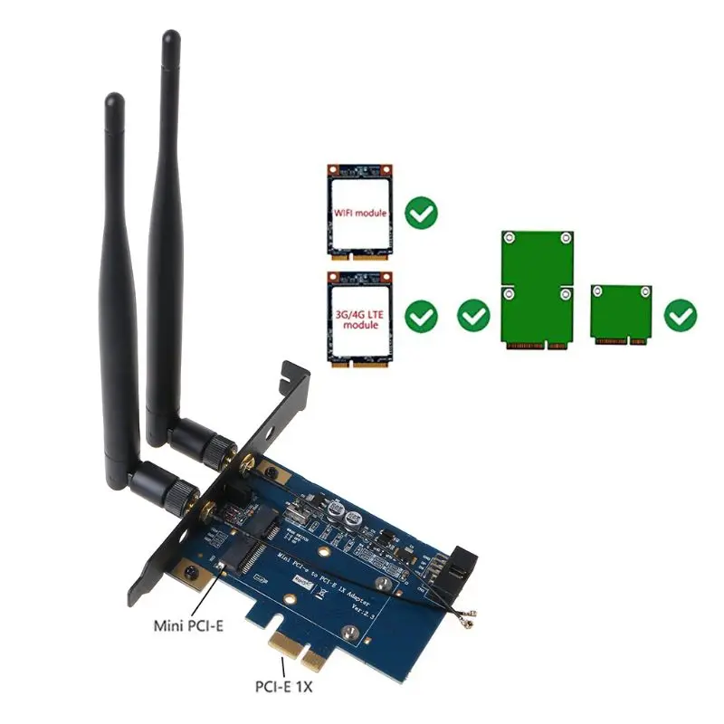 мини pci e pci express к pci e 1x адаптер с слотом