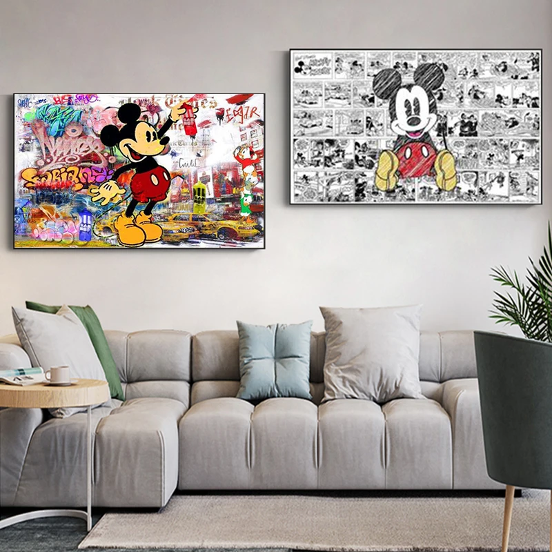 Disney Banksy граффити уличное искусство Микки Маус холст живопись художественный