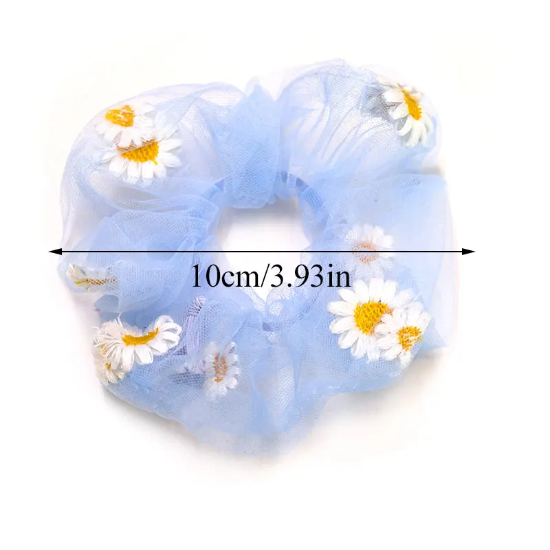 

Daisy Printed Scrunchie Women Mesh Embroidery Hair Ties Cute Elastic Hair Bands Girls Headwear Ponytail Holders Hair Accessories