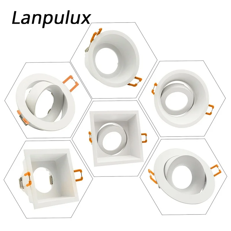 Lanpulux белый утопленный потолочный светильник круглый квадратный MR16 GU5.3 GU10 E27 розетки лампа фитинг рамка высокое качество светильники