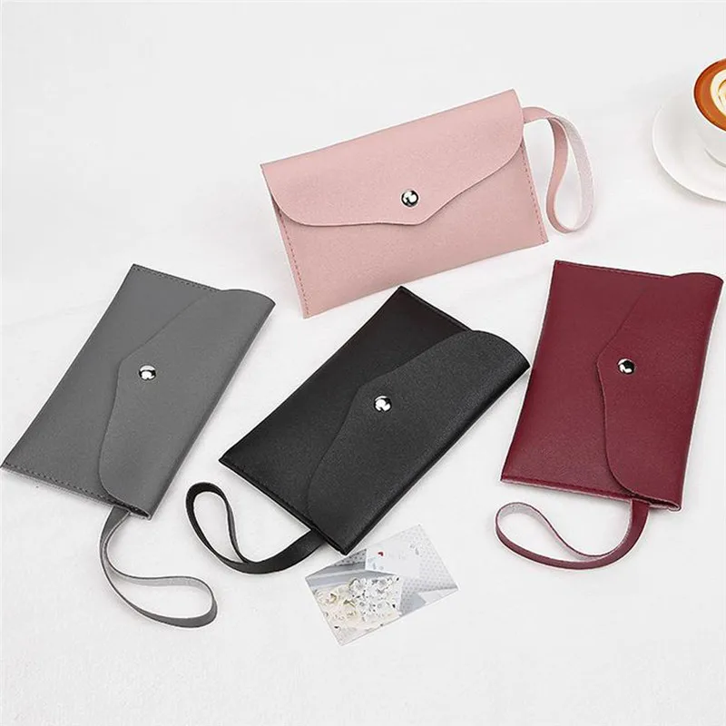 

Female Zipper Slim Wallet Women Pu Leather Hand Bag Simple Designer Pure Color For Phone Coin Credit Card Holder Lady Purse