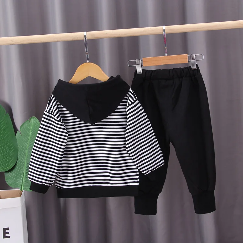 New Spring Autumn Baby Girl Clothes Children Boys Cotton Striped Hoodies Pants 2Pcs/sets Toddler Fashion Costume Kids Tracksuits | Детская