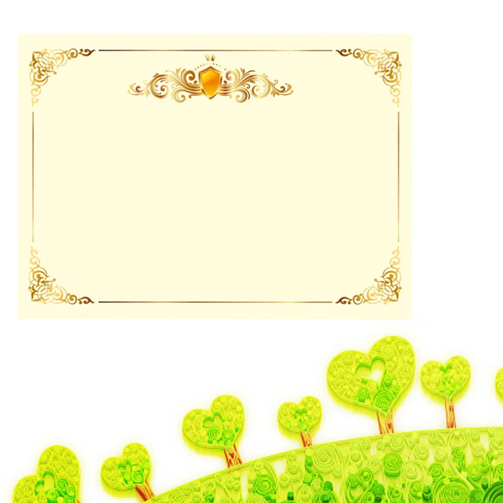 

100 Pcs A4 21x29CM Blank Metallic Gold Border Certificate Paper