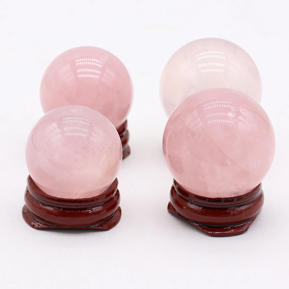 

Fashion Mini Round Ball Ornaments Natural Crystal Stone Rose Quartz Healing Stone Energy Ore Mineral Crafts Home Decoration 1Pcs