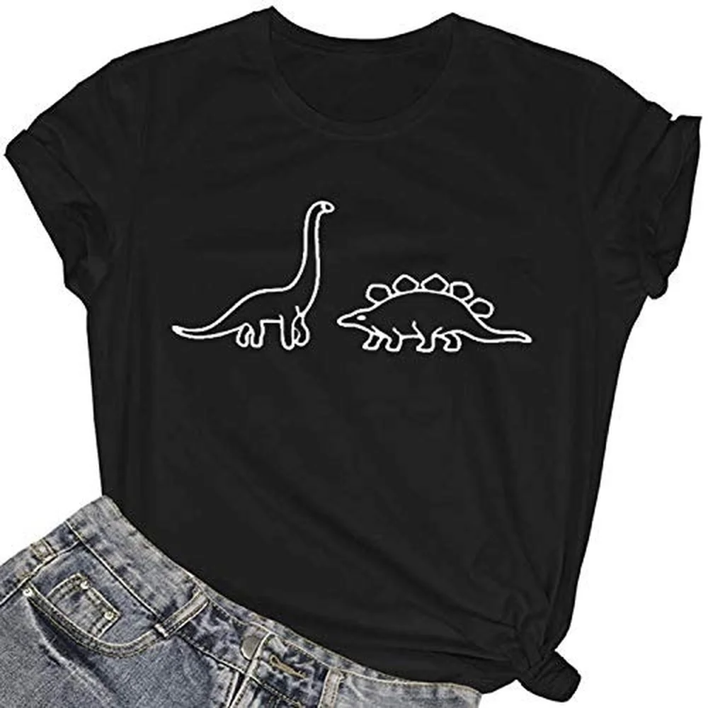

Kawaii Tops Graphic Tees Fashion Women's Cute Dinosaur Shirt Summer Loose Casual T-Shirt Short Sleeve Graphic Printed Tops