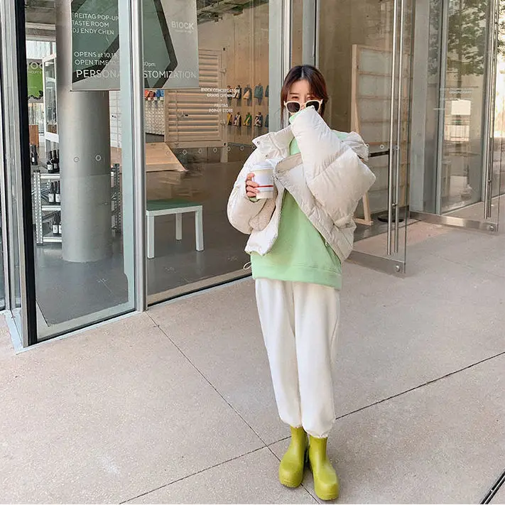 

Autumn Korean Casual Sweatshirts Fall 2020 Fashion Candy Green Woman Pullover Sweatshirt Harajuku Solid Couple Clothes Hoodie