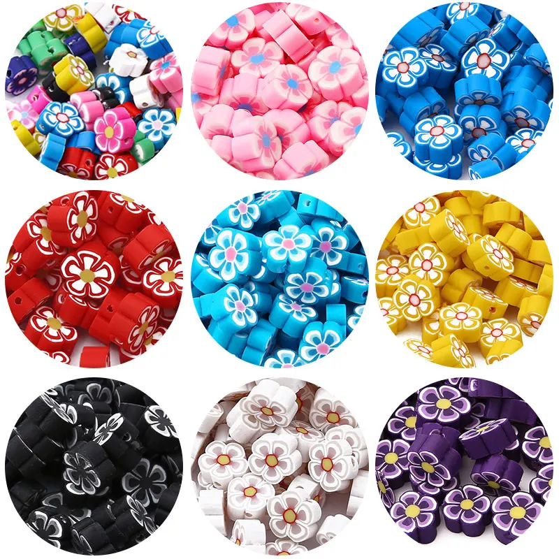 

30PCS/Lot 10mm Flower Shape Polymer Clay Beads Spacer Beads For Jewelry Making DIY Handmade Accessories