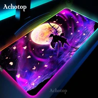Anime Demon Slayer RGB Gaming Mousepad For Laptop Gamer Large Medium Small Keyboard Carpet Mat Mouse Pad Rubber Table Rug