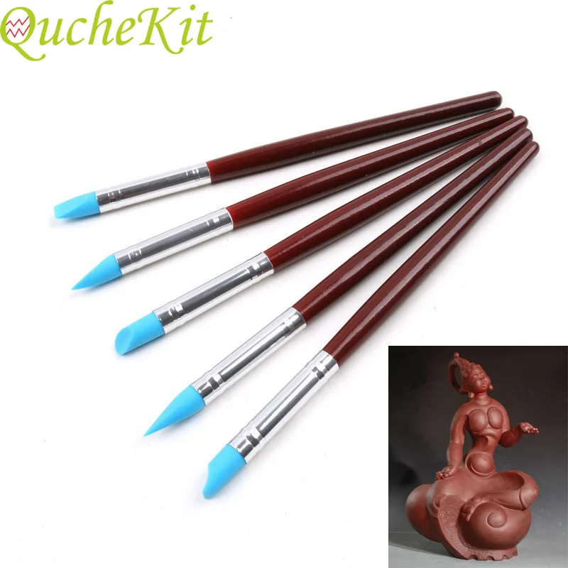 

5pcs Multifunction Silicone Sculpture Pen Soft Polymer Clay Tools Sculpting Polymer Modelling Shaper Dotting Tools Pottery Tools