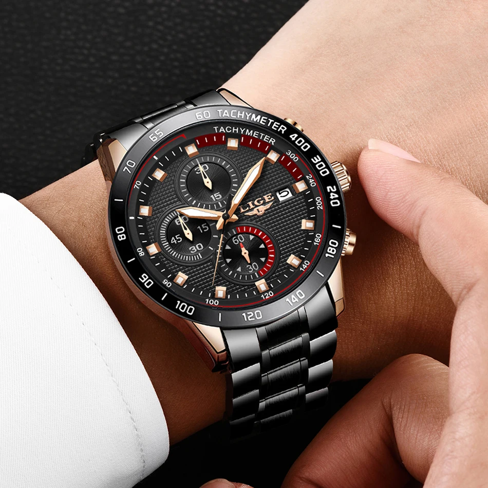 Relojes LIGE мужские часы Топ бренд класса люкс военные спортивные Кварцевые