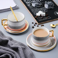 foreign trade european simple hand painted ceramic coffee cup creative ceramic cup dish set home tea cup gift box gift office
