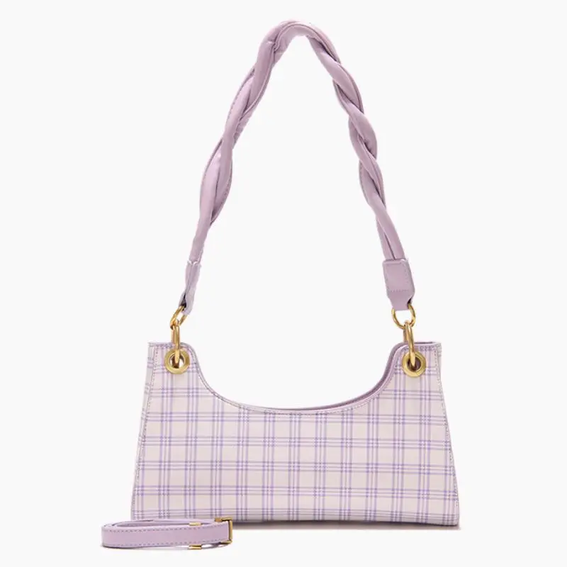 

Coolcept Fashion Women Buguette Candy Color Summer Women Armpit Bag Zipper Plaid Designer Shoulder Bag Quality Young Ladies Hand