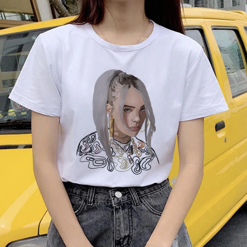 21795 Billie Eilish футболка уличная хип-хоп ee-рубашка для op vogue Женская рубашка Harajuku одежда смешная винтажная - Цвет: 21795