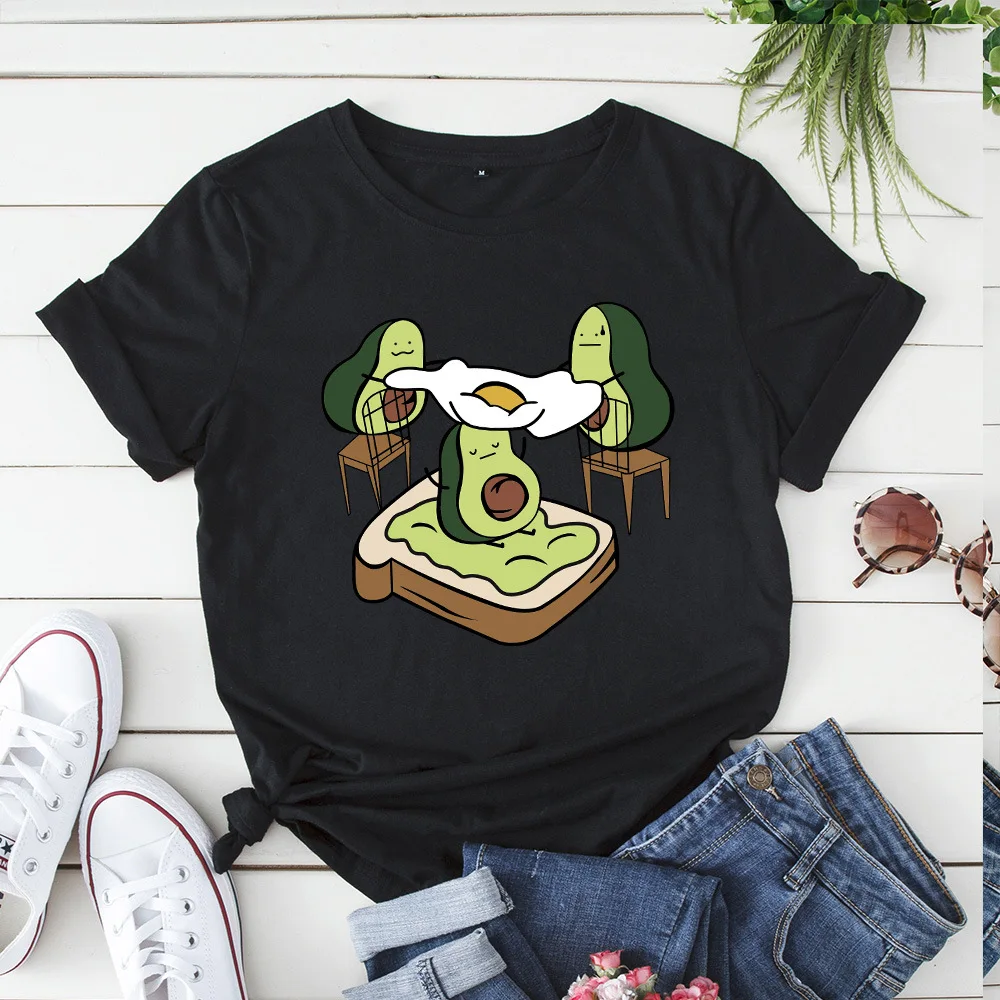 Футболка женская дышащая с коротким рукавом и принтом авокадо 100% хлопок | Женская