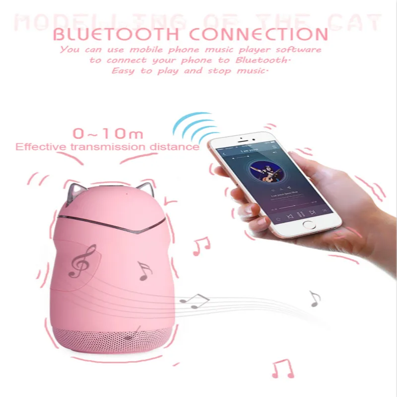 Портативный мини беспроводной Bluetooth динамик милый Кот форма прочный s со