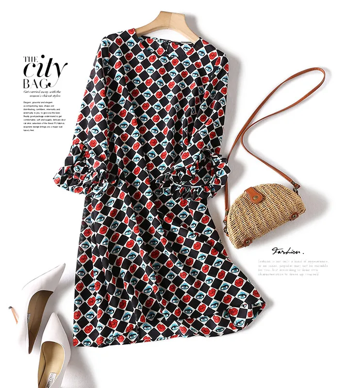 Специальное цена оригинальное тонкое шелковое платье в европейском и