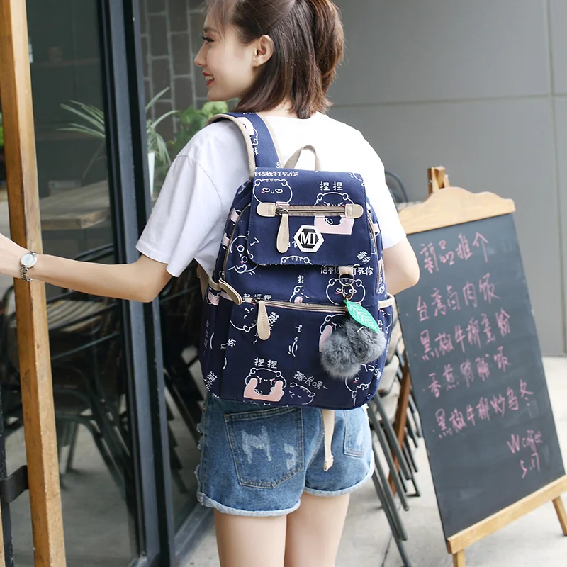 

2020 USB Charging Canvas Backpack 3 Pcs/set Women School Backpacks Schoolbag for Teenagers Man Student Book Bag Boys