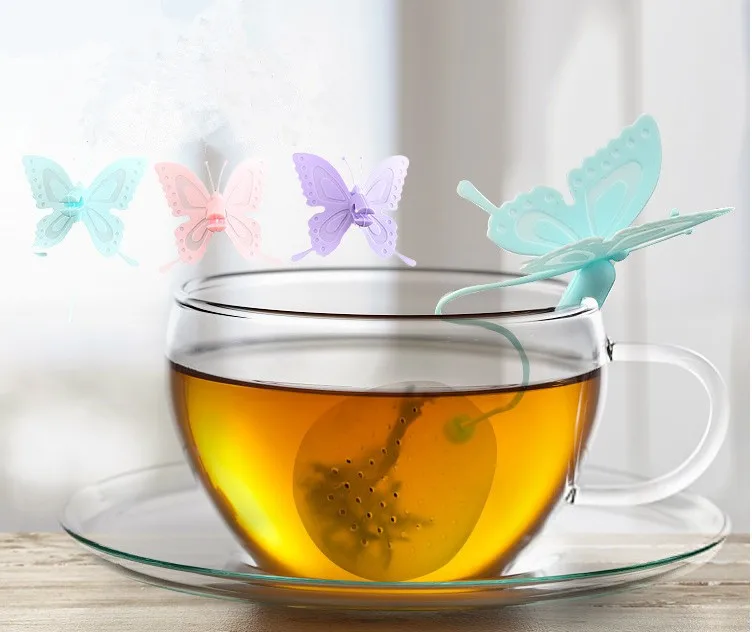 Hot Sale Butterfly Tea Bags Strainers Silicone Filter Infuser Silica Cute Teabags for & Coffee Drinkware | Дом и сад