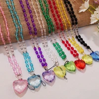 mobile phone lanyard crystal braided lanyard love gemstone pendant for iphone huawei oppo millet mobile phone lanyard