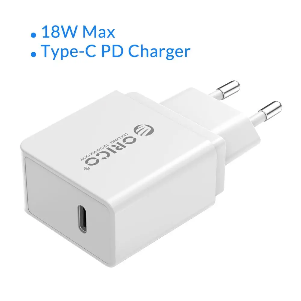 White ORICO 18 Вт usb type C зарядное устройство Быстрая зарядка PD быстрое зарядное устройство для iPhone 11Pro iPhone 11Pro Max xiaomi huawei PD зарядное устройство - Тип штекера: White