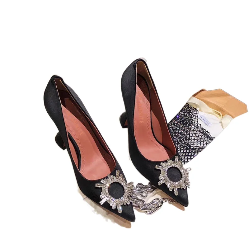 

2021 Fashion Women Pumps Clear Crystal Luxury High Heels Sexy Pointed Toe Wedding Party Brand Fashion Shoes for Lady Thin Heels