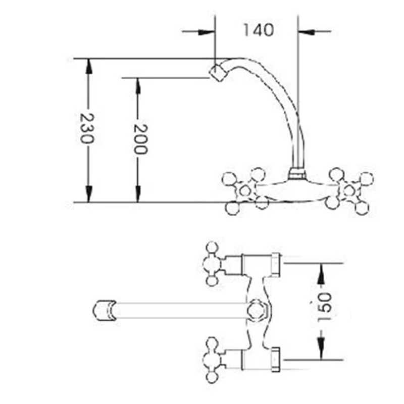 

Diplon ST03165 Basin Faucet Kitchen Wall Mounted Dual Handle Mixer Water Tap