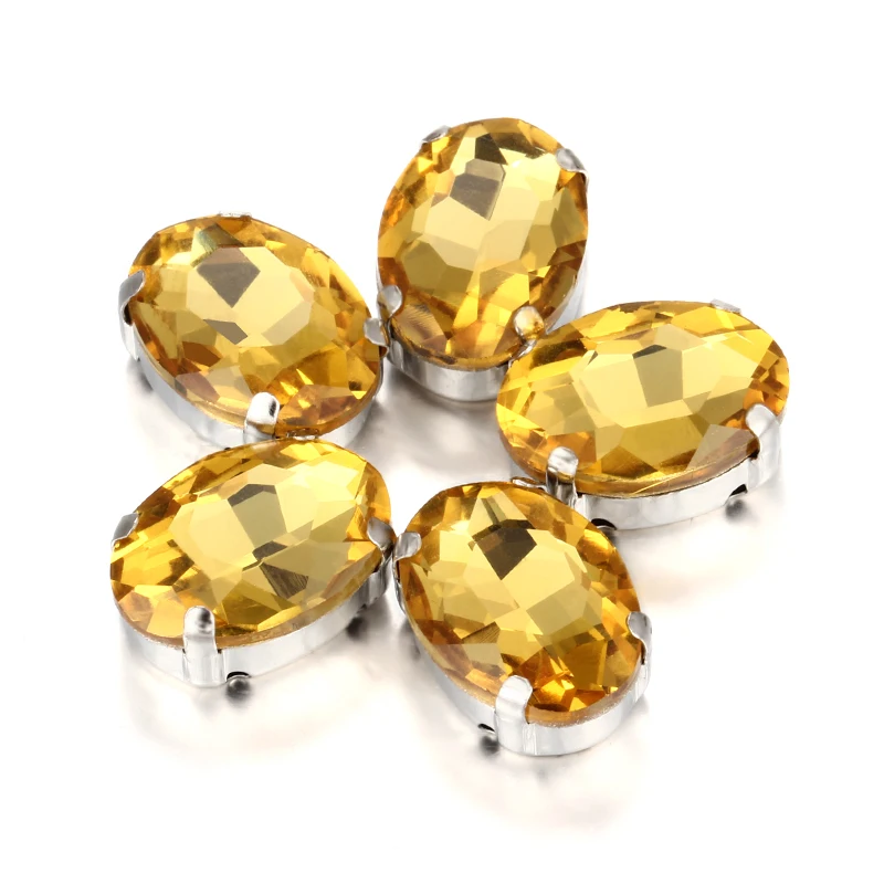 Блестящий светлый топаз 13x18 мм овальные камни для пришивания стразы со стразами