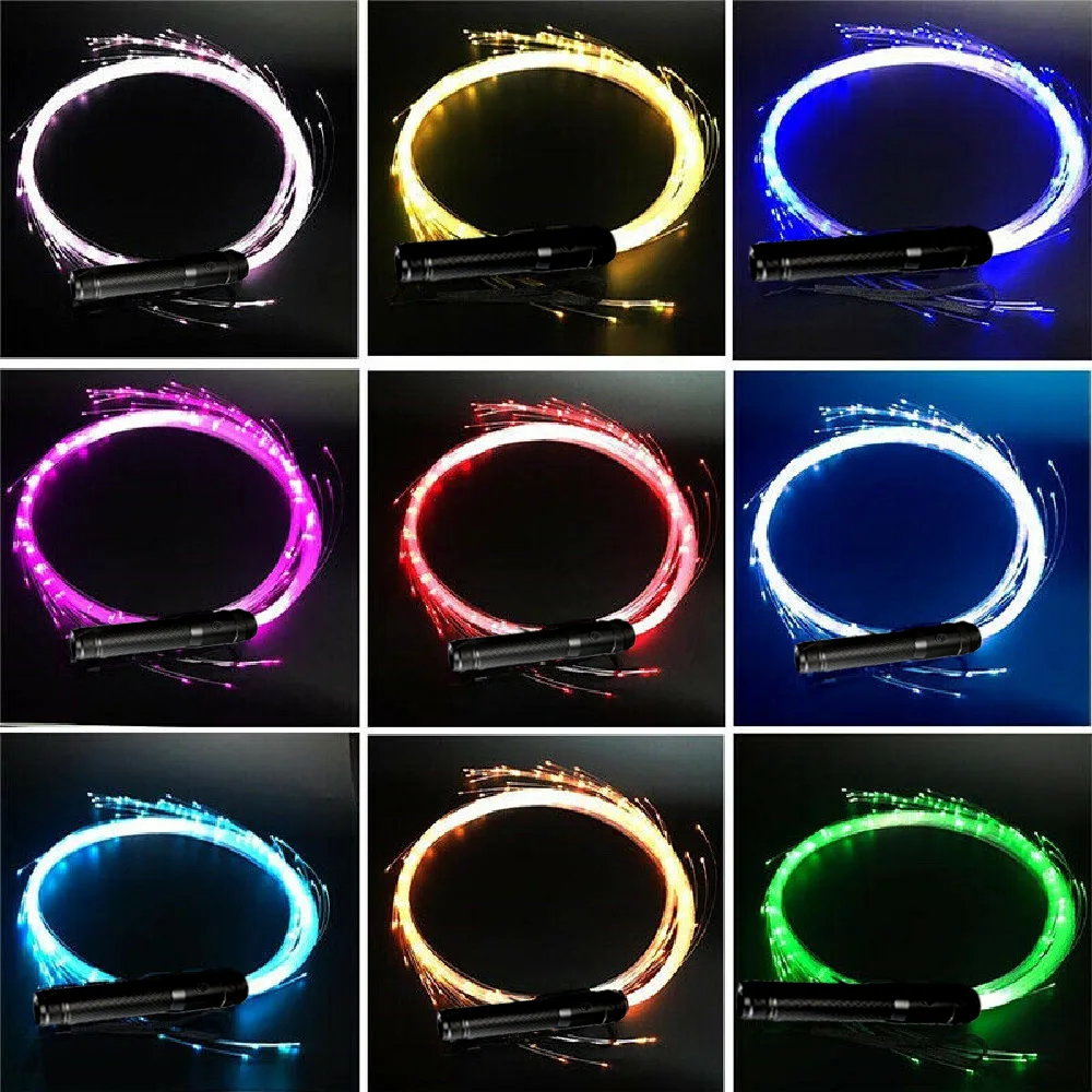 RGB светодиодная оптоволоконная плетка-360 ° вращасветильник лампа для освещения