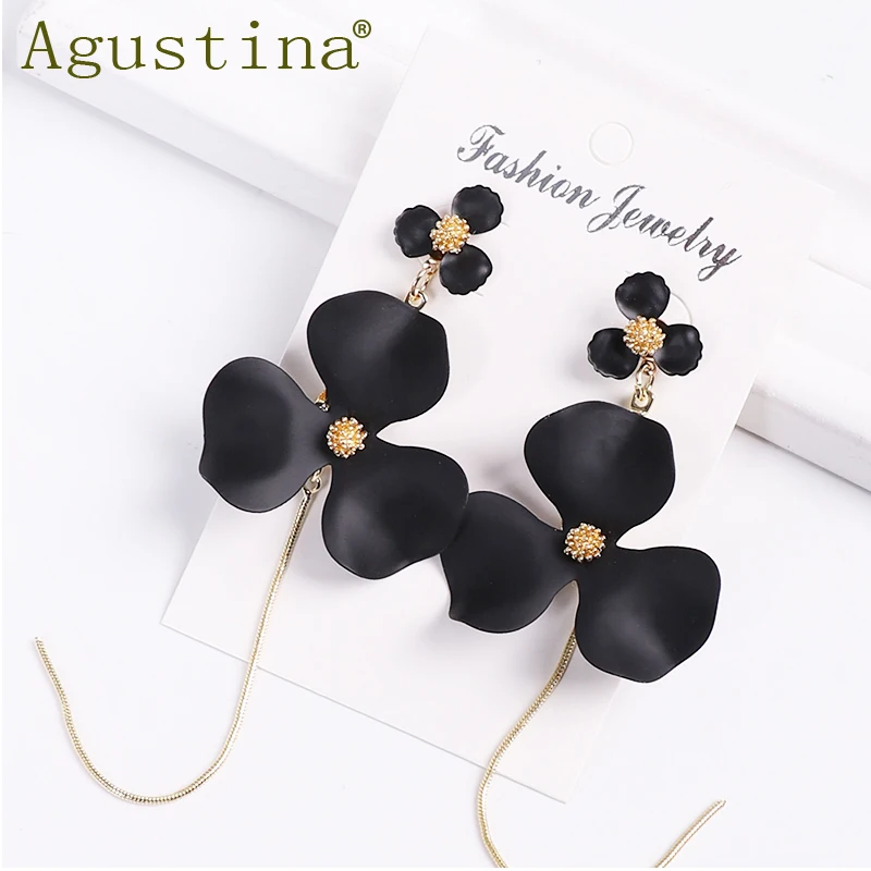 Серьги капли с цветами для женщин модные геометрические металлические ювелирные